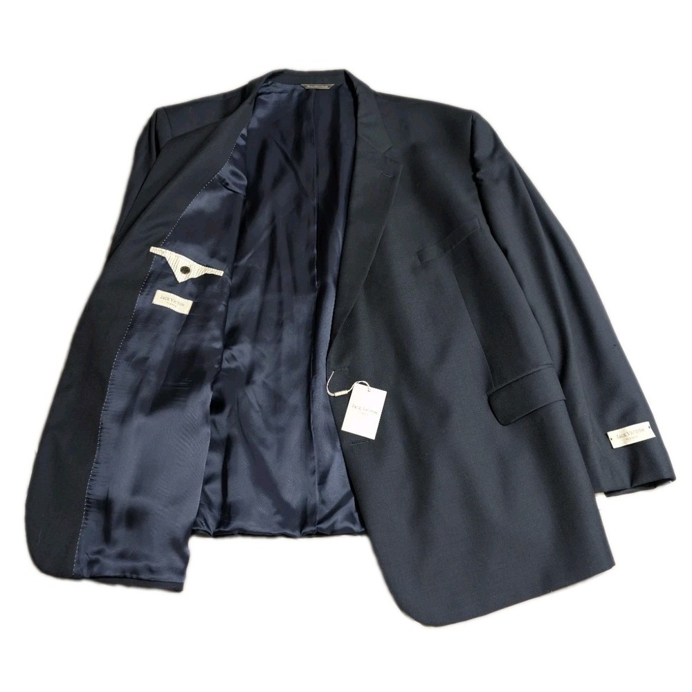 Jack Victor Classic Sport Coat Mens 58R Navy Blue 100% Wool Blazer NWT